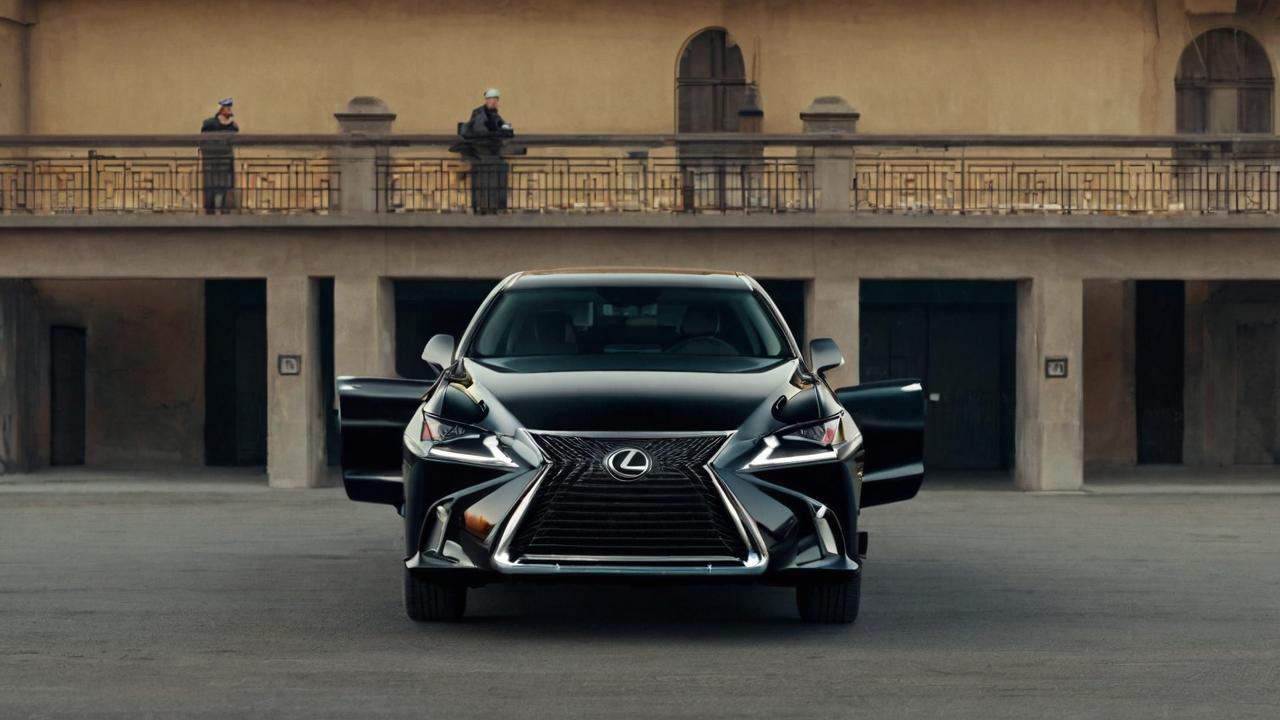 В салоне современного такси Lexus в арабском стиле герой на заднем сиденье смотрит в окно на небоскрёбы Дубая