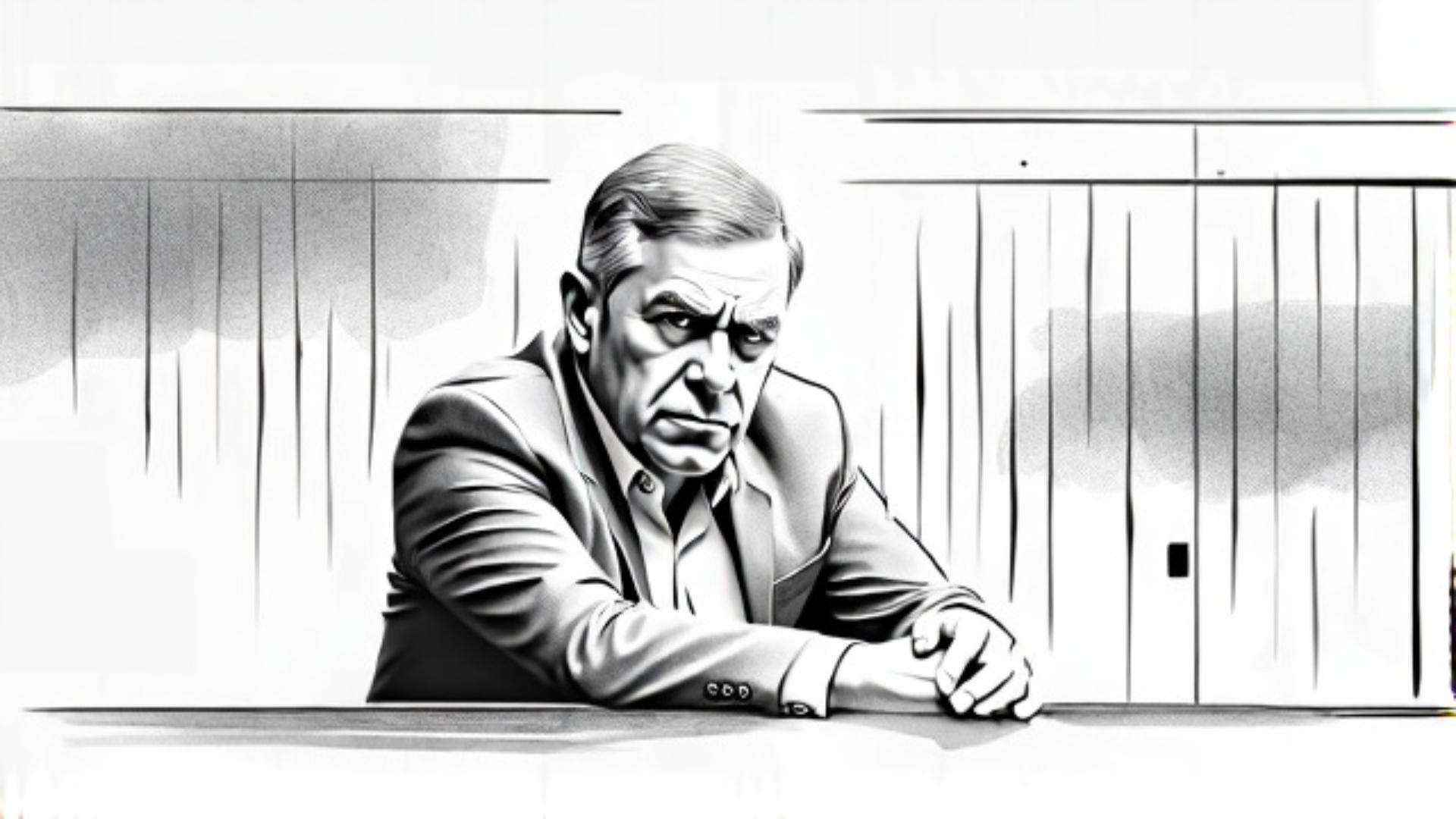 manager at bank office, storyboard style low pole
