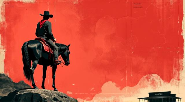 Cow boy story , in red tones, red colors