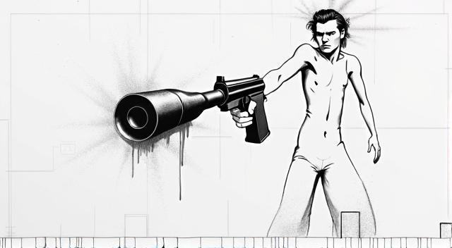 A man points a gun