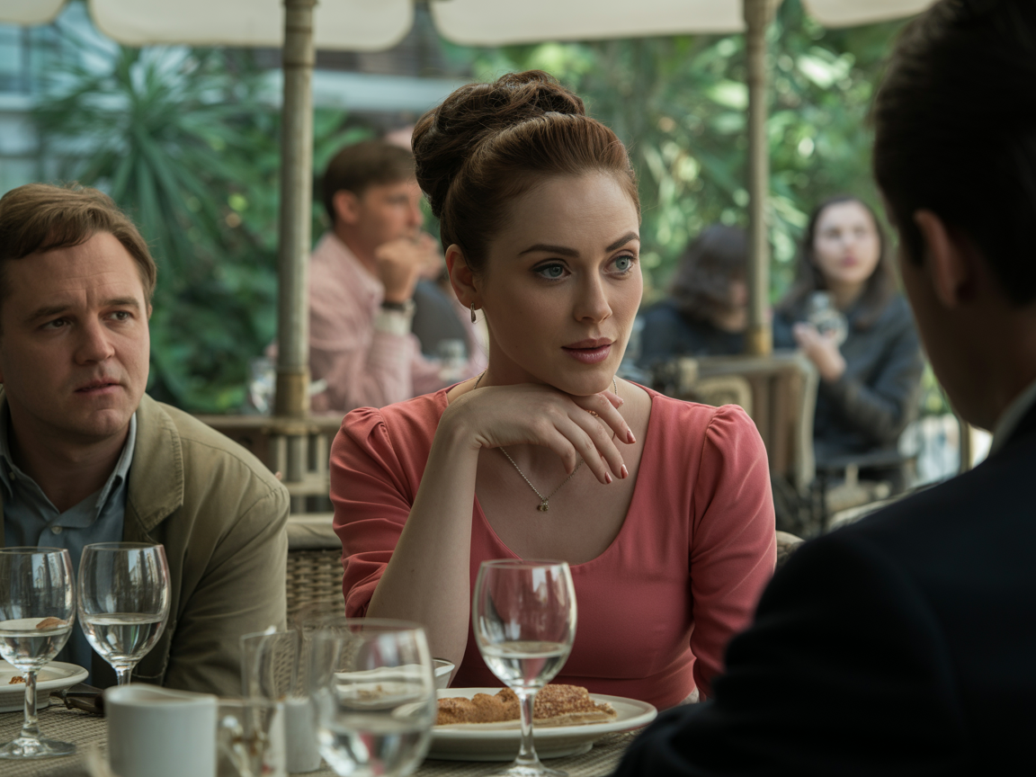 People in the restaurant admire the girl