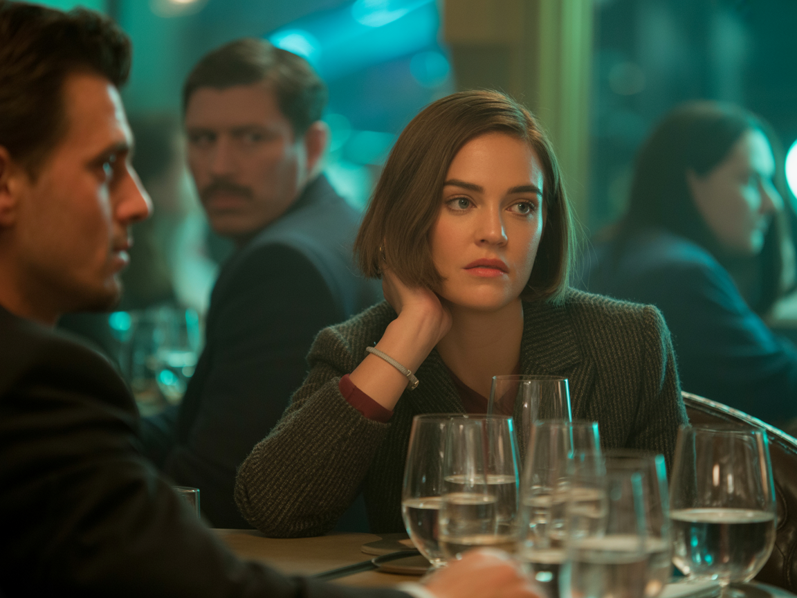 People in the restaurant admire the girl