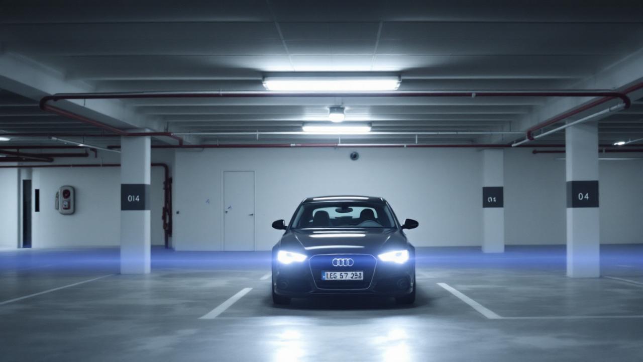 woman exits car with the door left open