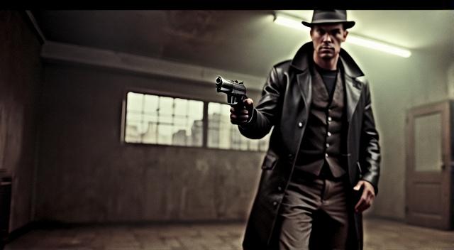 A man points a gun