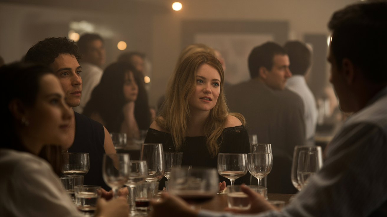 People in the restaurant admire the girl