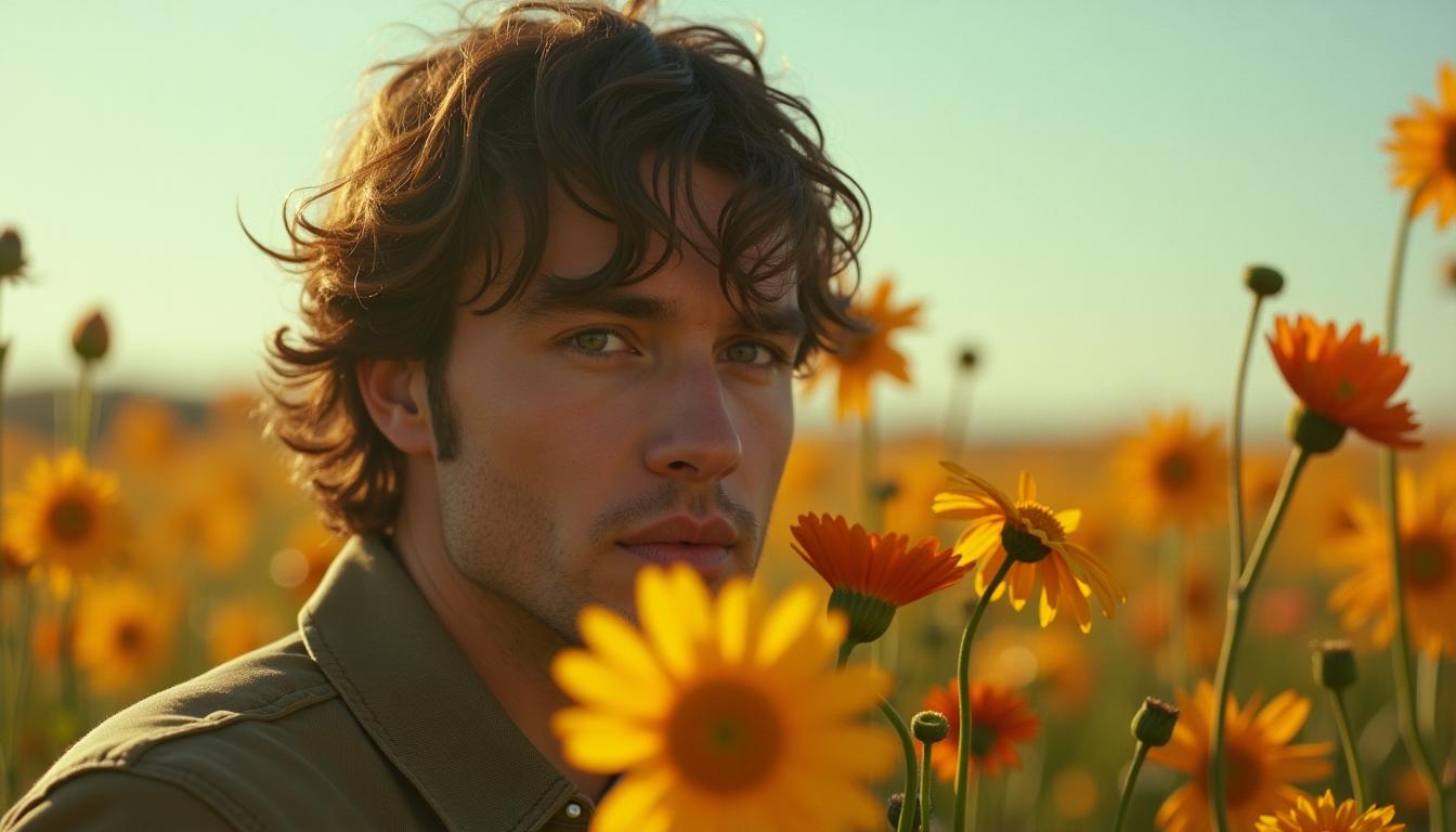man with flowers