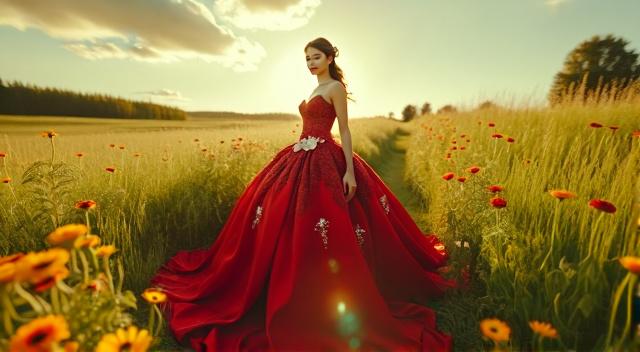 Свадебное платье в маковом поле, in red tones, red colors