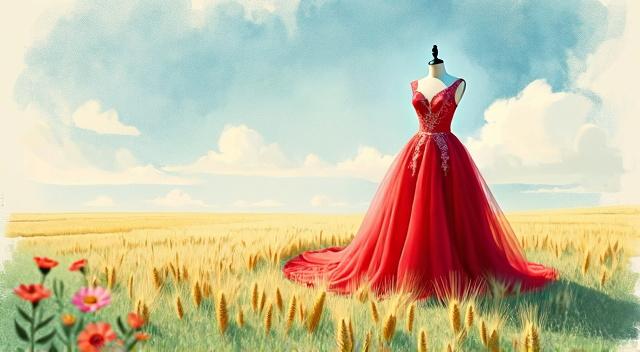 Свадебное платье в маковом поле, in red tones, red colors