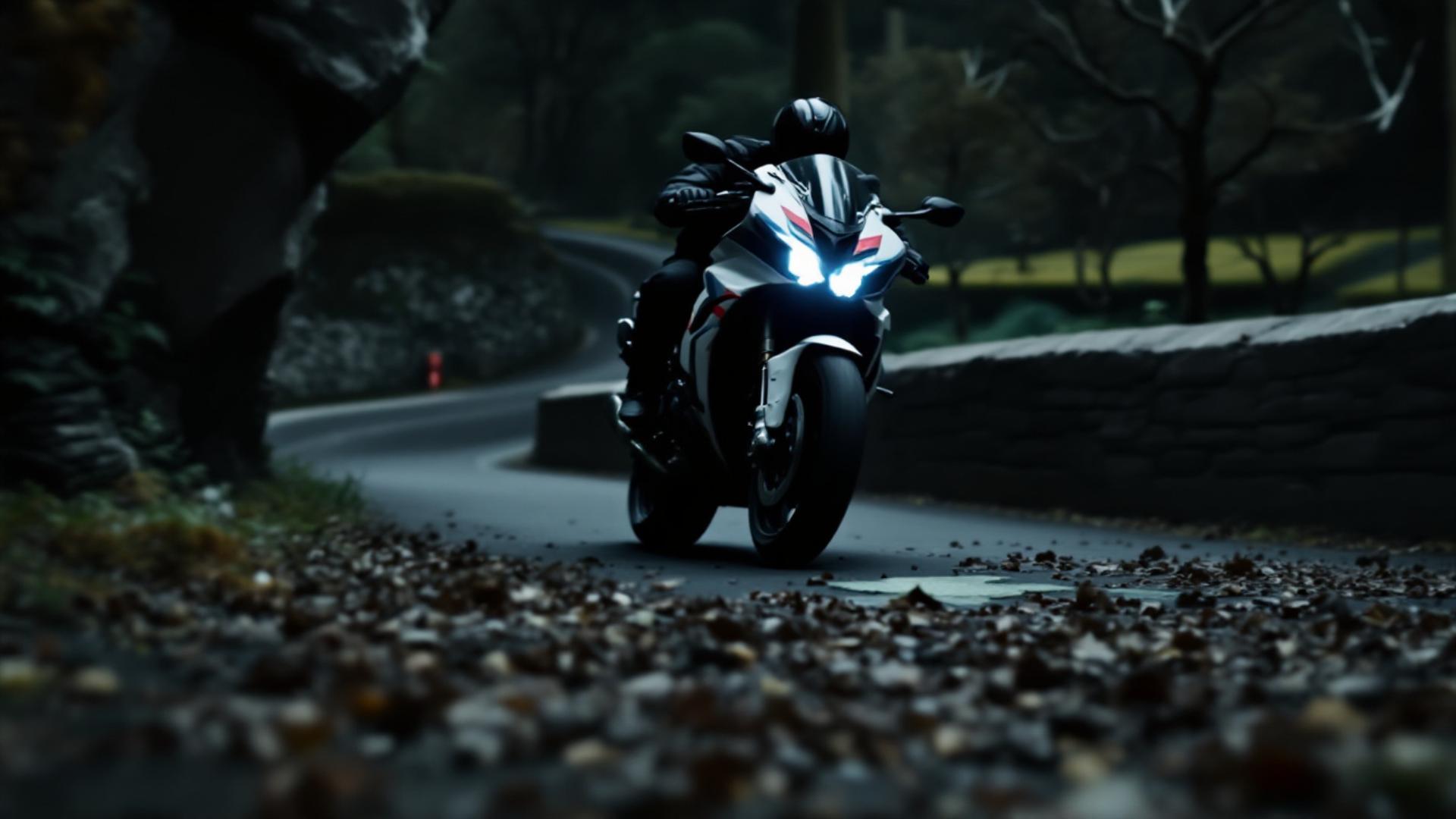 Motorcycle,  forest road, close up