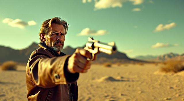 a man shoots a gun
