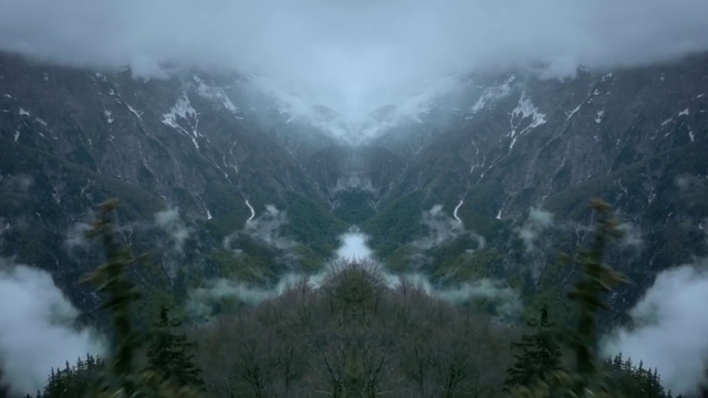 Video Reference N1: Atmosphere, Cloud, Plant, Mountain, Fog, Water, Highland, Natural landscape, Tree, Terrain