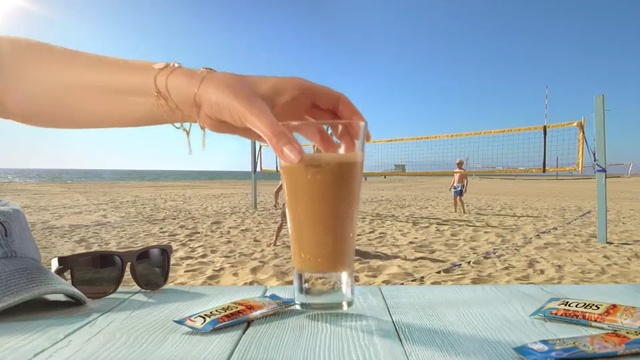 Video Reference N0: Drink, Vacation, Summer, Frappé coffee, Sand, Volleyball, Beach, Juice, Milkshake, Iced coffee