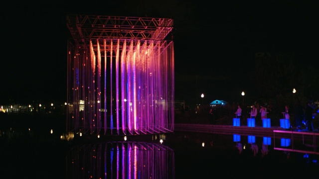 Video Reference N3: reflection, purple, night, light, lighting, darkness, structure, tourist attraction, metropolis, water