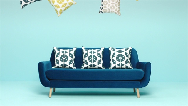 Video Reference N2: Couch, Blue, Furniture, Turquoise, Sofa bed, Aqua, Room, Living room, studio couch, Interior design