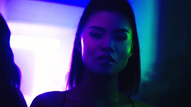 Video Reference N1: blue, purple, light, neon, darkness, girl, fun, midnight, computer wallpaper, audio, Person