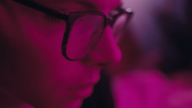 Video Reference N3: pink, purple, magenta, eyewear, light, violet, close up, glasses, darkness, vision care