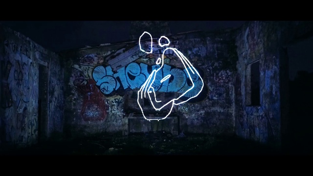 Video Reference N2: Flash photography, Art, Font, Tints and shades, Graffiti, Electric blue, Space, Rectangle, Painting, Neon