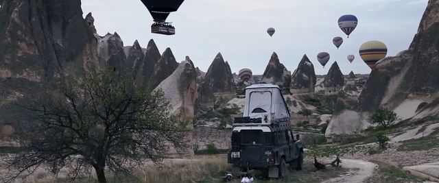 Video Reference N6: Hot air ballooning, Vehicle, Mode of transport, Hot air balloon, Transport, Geological phenomenon, Landscape, Rock, Aircraft