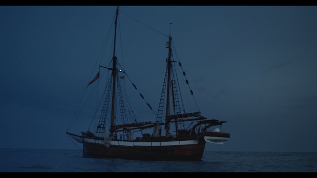 Video Reference N3: Sailing ship, Vehicle, Boat, Tall ship, Mast, Watercraft, Schooner, Barquentine, Ship, Sky, Water, Outdoor, Large, Transport, Body, Floating, Docked, Sitting, Big, Lake, Dock, Ocean, Open, Shore, Pier, Light, Night, Blue, White, Clear, River, Parked, Sailboat, Sailing, Sailing vessel, Distance, Day