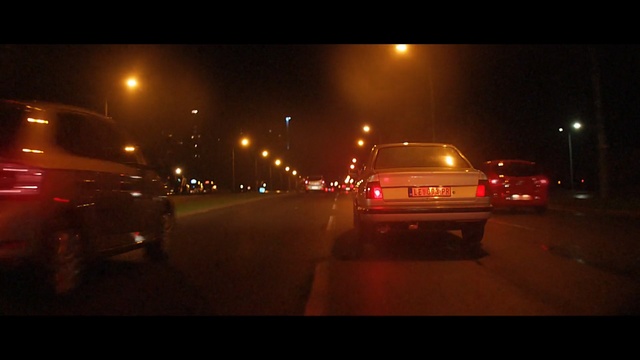 Video Reference N12: Mode of transport, Car, Vehicle, Night, Lighting, Light, Automotive lighting, Snapshot, Street light, Midnight