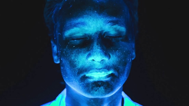 Video Reference N0: Face, Blue, Head, Electric blue, Human, Jaw, Art, Portrait, Photography