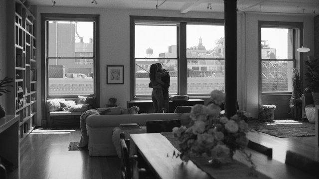 Video Reference N0: Room, Black-and-white, Building, Window, House, Furniture, Living room, Monochrome photography, Home, Interior design, Indoor, Living, Table, Photo, White, View, Black, Small, Sitting, Large, Television, Old, Dog, Man, City, Food, Restaurant, Kitchen, Fire, Black and white, Person