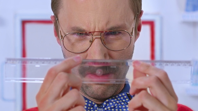 Video Reference N3: Moustache, Facial hair, Nose, Eyewear, Mouth, Beard, Glasses, Close-up, Drinking, Jaw