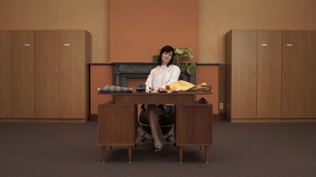 Video Reference N4: furniture, table, sitting, desk, flooring, floor, girl, Person