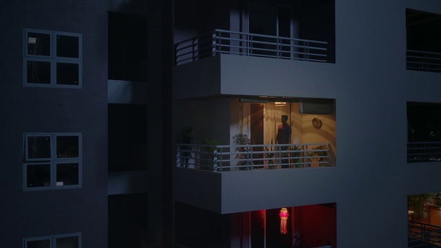Video Reference N0: Light, Architecture, House, Room, Window, Building, Material property, Home, Night, Facade