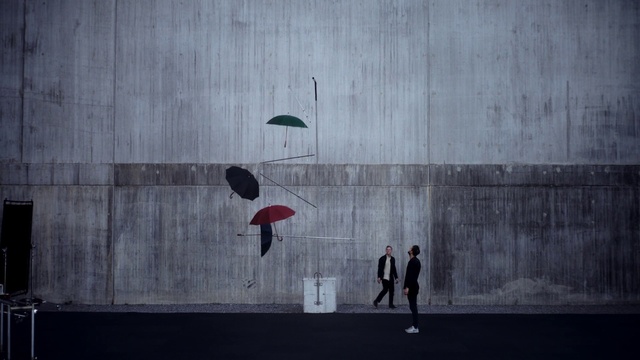 Video Reference N6: Umbrella, Wall, Red, Sky, Line, Visual arts, Art, Cloud, Rain, Tints and shades