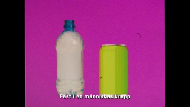 Video Reference N1: Plastic bottle, Bottle, Product, Glass bottle, Water bottle, Plastic, Cylinder, Drink, Drinkware, Liquid, Person, Thing, Pink, Green, Purple, Sitting, Small, Table, Monitor, Refrigerator, Holding, Lotion, Man, White, Blue, Text, Solution, Cosmetics, Solvent