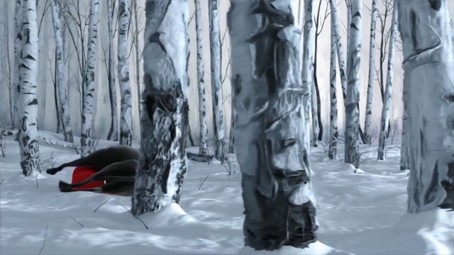 Video Reference N7: Snow, Natural environment, Branch, Wood, Style, Automotive tire, Trunk, Freezing, Tree, Art
