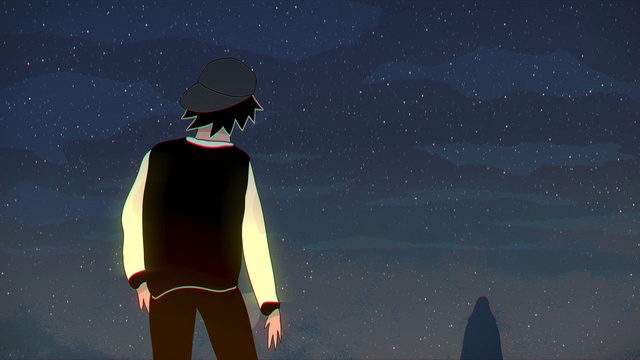Video Reference N3: Sky, Cartoon, Night, Anime, Space, Star, Animation, Illustration, Outerwear, Screenshot