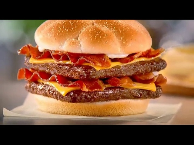 Video Reference N1: Junk food, Hamburger, Food, Fast food, Cheeseburger, Breakfast sandwich, Burger king premium burgers, Dish, Cuisine, Baconator