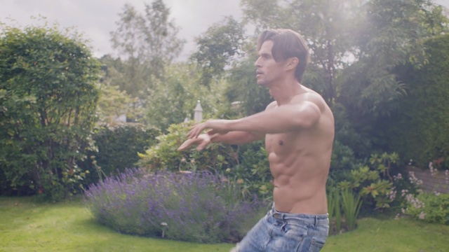 Video Reference N7: People in nature, Barechested, Male, Muscle, Grass, Arm, Summer, Fun, Meadow, Tree, Person