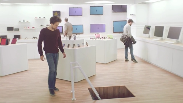 Video Reference N2: exhibition, furniture, floor, design, flooring, product, interior design, table, Person