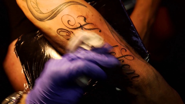Video Reference N3: Tattoo, Arm, Temporary tattoo, Tattoo artist, Shoulder, Joint, Hand, Font, Ink, Flesh