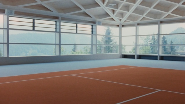 Video Reference N0: Sport venue, Tennis court, Property, Architecture, Room, Ceiling, Floor, Building, Real estate, House, Person