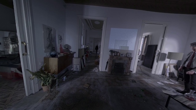Video Reference N5: Room, Floor, House, Darkness, Flooring, Building, Photography, Architecture, Interior design, Hall