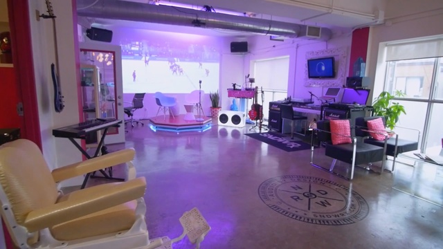 Video Reference N3: purple, room, interior design, function hall, real estate, beauty salon, lobby, Person