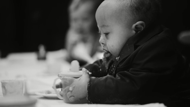 Video Reference N8: Child, Black, White, Photograph, Black-and-white, Monochrome, Monochrome photography, Snapshot, Toddler, Photography, Person