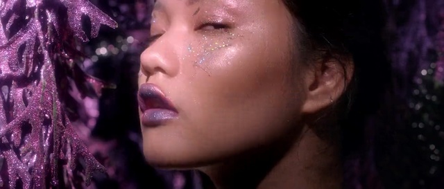 Video Reference N5: purple, nose, beauty, chin, black hair, lip, girl, human, organ, darkness