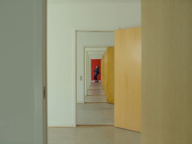 Video Reference N0: Room, Yellow, Floor, Building, House, Interior design, Material property, Art, Plaster, Architecture