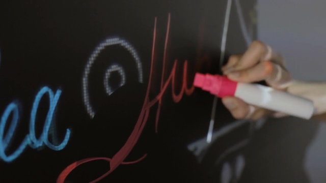 Video Reference N3: Pink, Font, Magenta, Finger, Hand, Blackboard, Calligraphy, Graphic design, Art