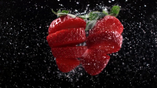 Video Reference N2: Red, Water, Strawberry, Strawberries, Food, Plant, Fruit, Berry, Macro photography, Drop