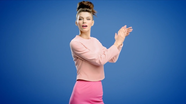 Video Reference N1: blue, beauty, standing, joint, shoulder, fashion model, hand, arm, girl, human body, Person