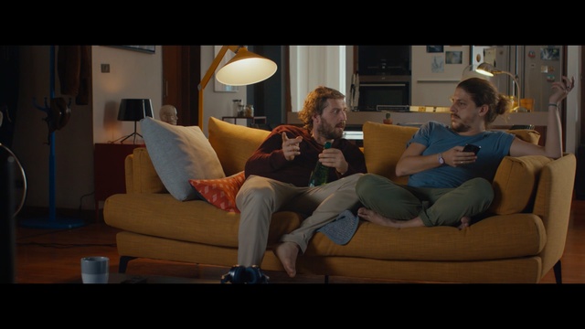 Video Reference N1: sitting, room, couch, furniture, fun, girl, conversation, screenshot, Person