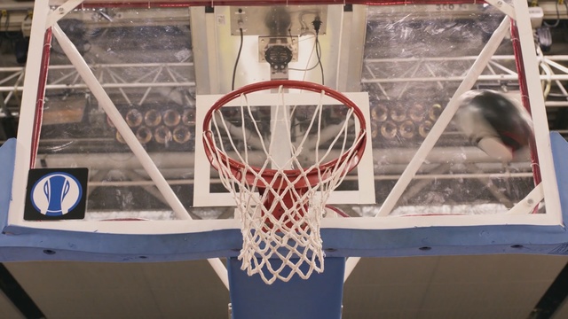Video Reference N1: Basketball hoop, Net, Basketball, Team sport, Basketball court, Sports equipment, Ball game, Person