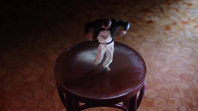 Video Reference N1: Canidae, Dog, Table, Dog breed, Sitting, Furniture, Companion dog, Carnivore