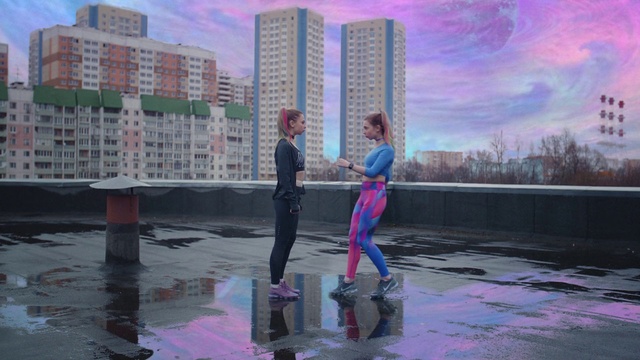 Video Reference N0: Reflection, Pink, Human settlement, Water, City, Sky, Painting, Art, Architecture, Skyscraper